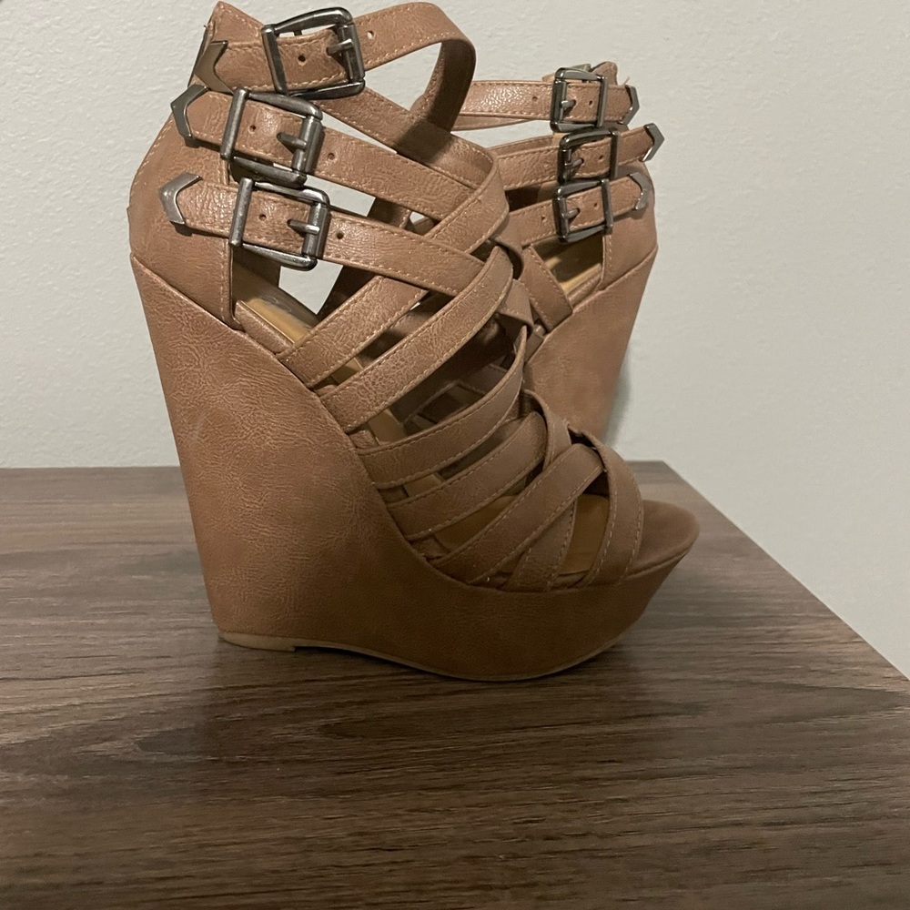 Taupe High Wedges